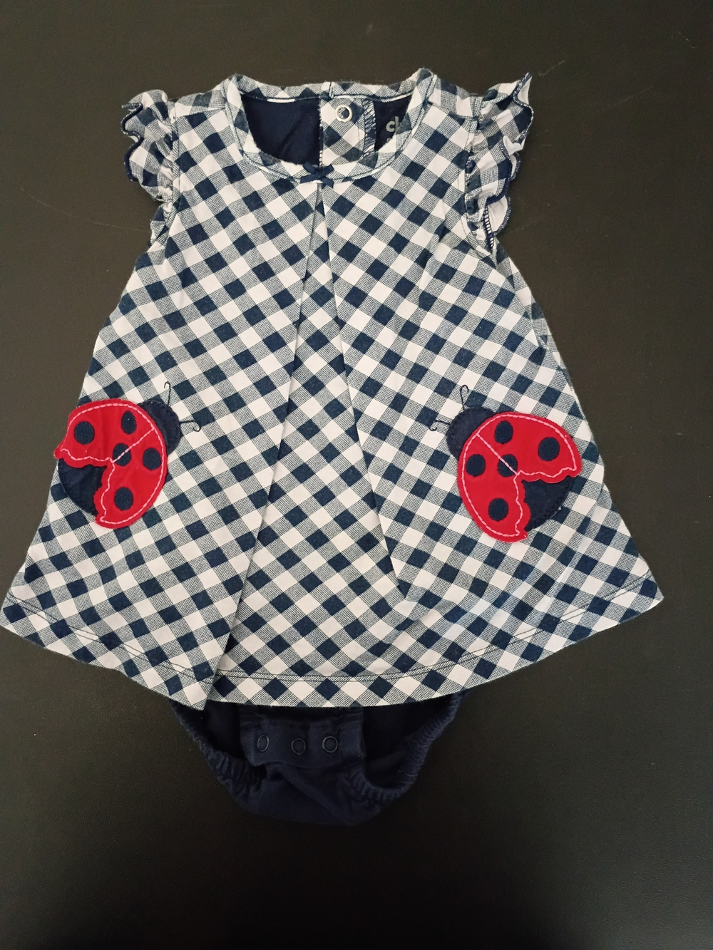 Child of Mine by Carter's Baby Girls Gingham Dress Bodysuit with Ladybug Pockets